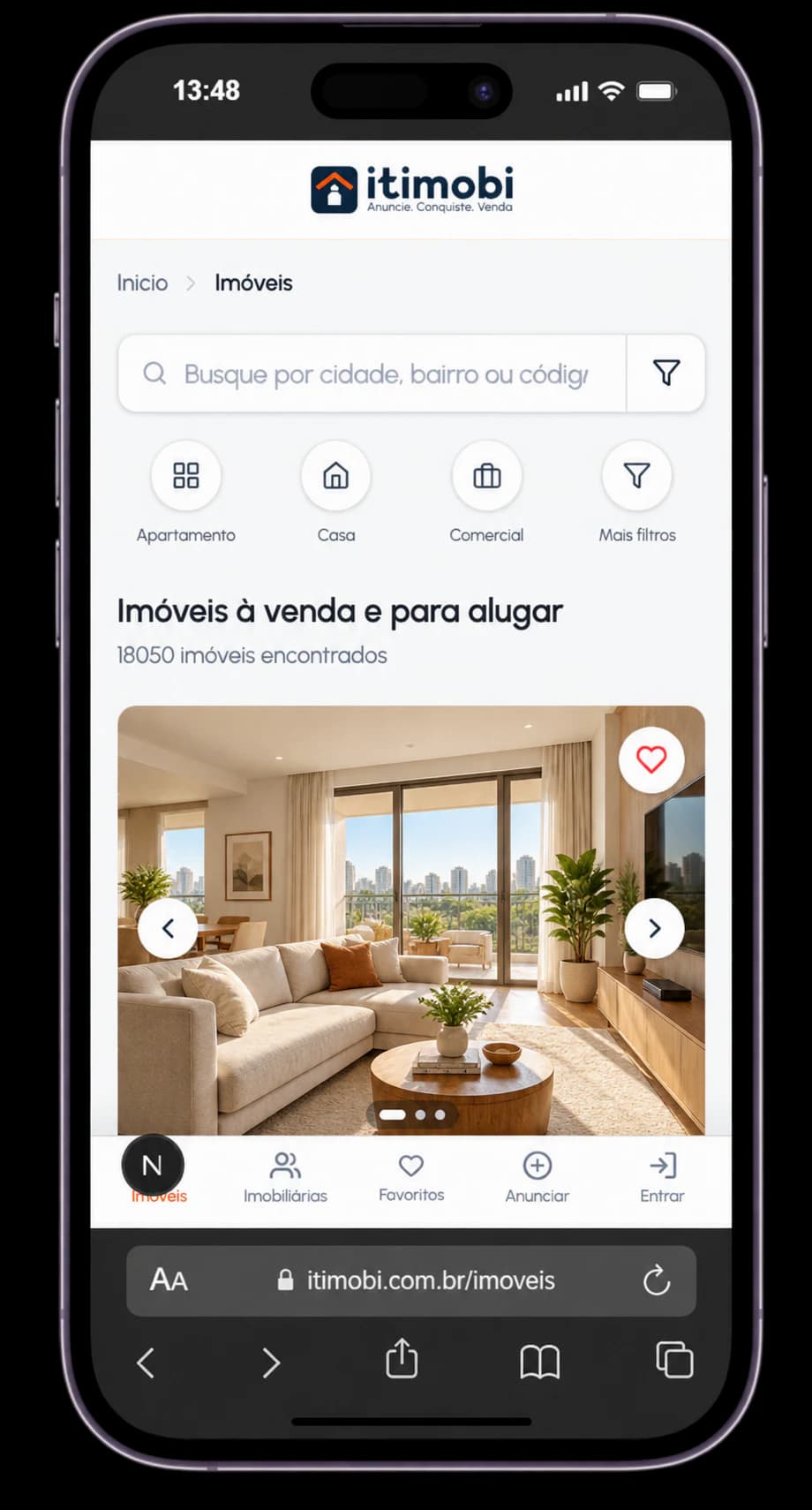 Marketplace Itimobi exibido em um celular